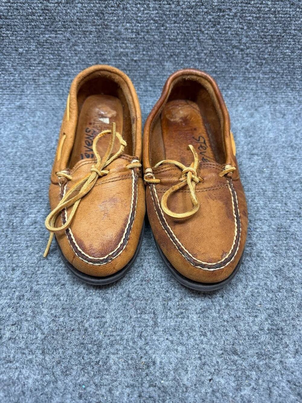 Minnetonka Brown Leather Moc Toe Loafers Women US 9M Lace Up